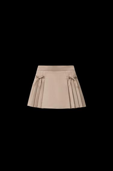 Zara LITTLE BOWS SKORT - Dark camel - Image 0