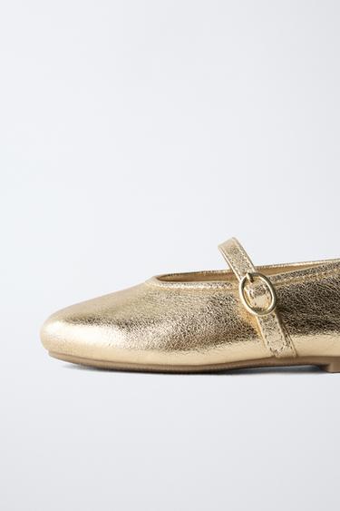 METALLIC BALLET FLATS - Gold by Zara - Image 5