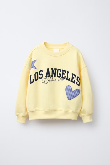 GINGHAM SLOGAN SWEATSHIRT - Yellow by Zara - Image 0