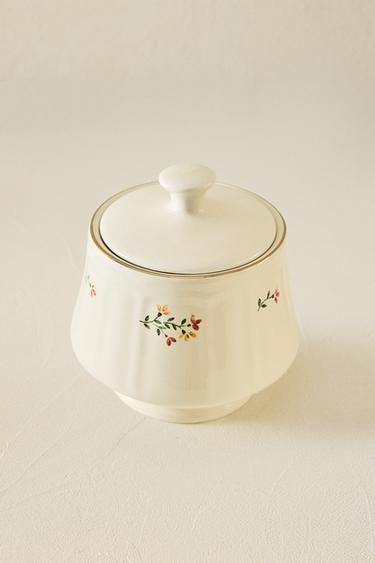 SUCRIER PORCELAINE MOTIF FLORAL - Crème de Zara - Image 5