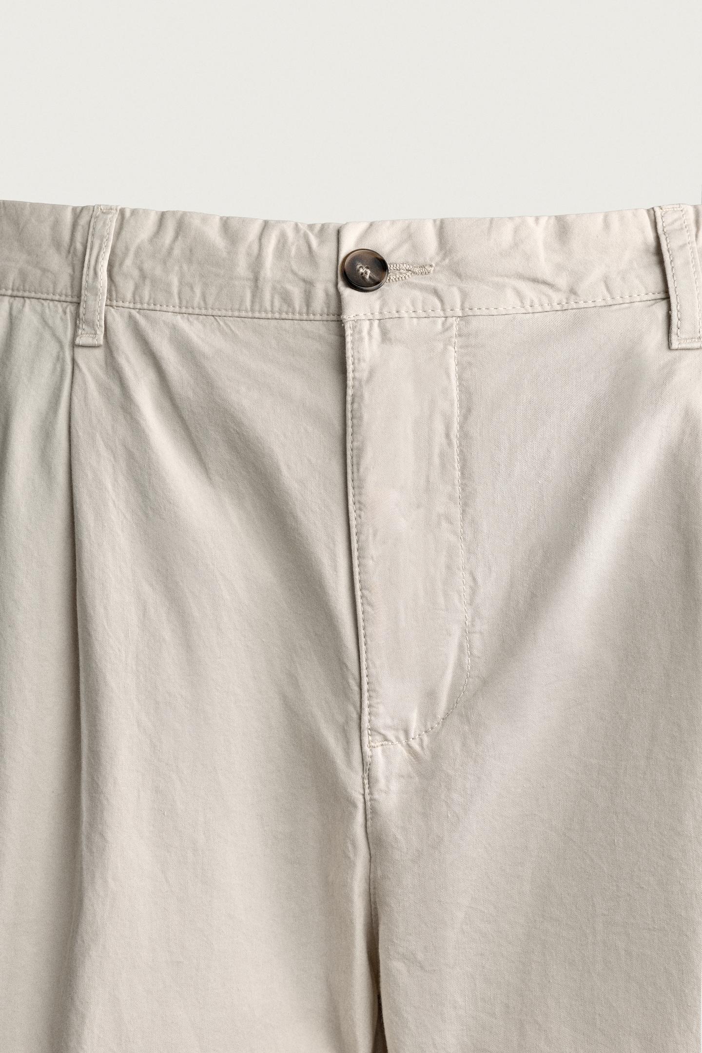Мужские брюки Zara Pleated Straight Fit Chino, цвет: Экрю — фото 9