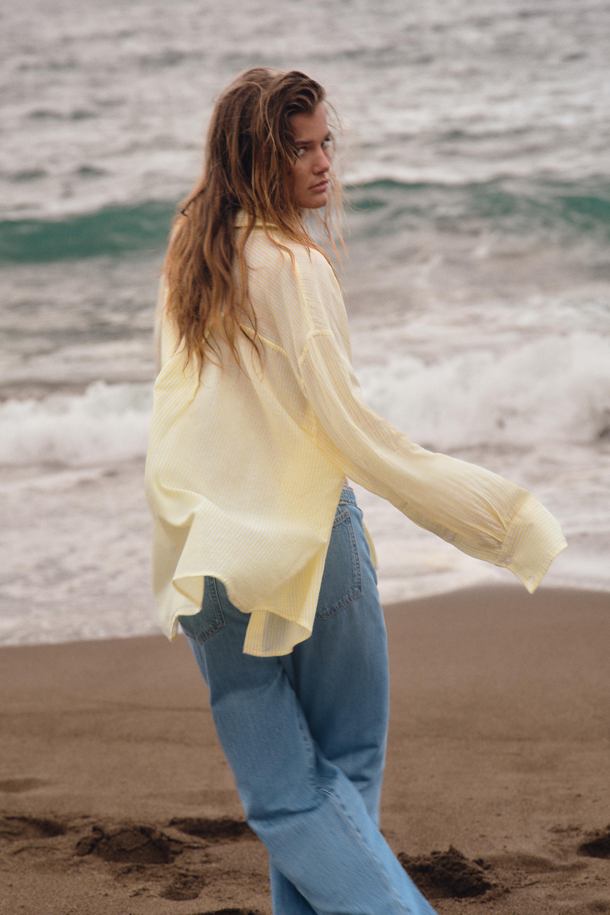 STRIPED GAUZE OVERSIZED SHIRT