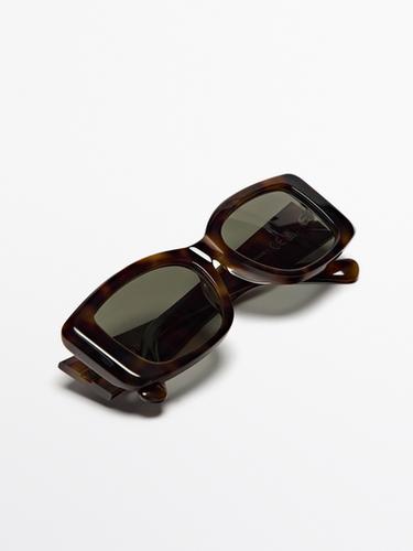 Zara Rectangular tortoiseshell-effect sunglasses - Brown - Image 0