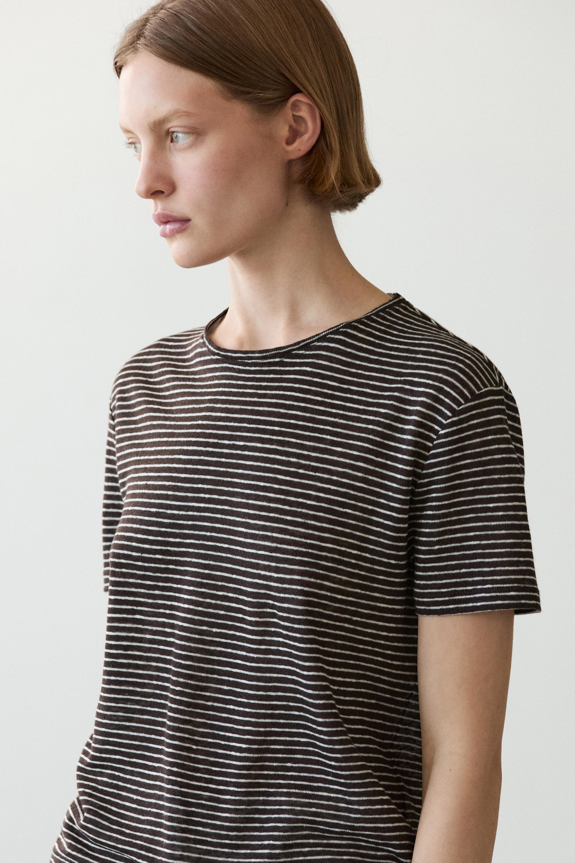 T-shirt rayé regular fit 100 % lin
