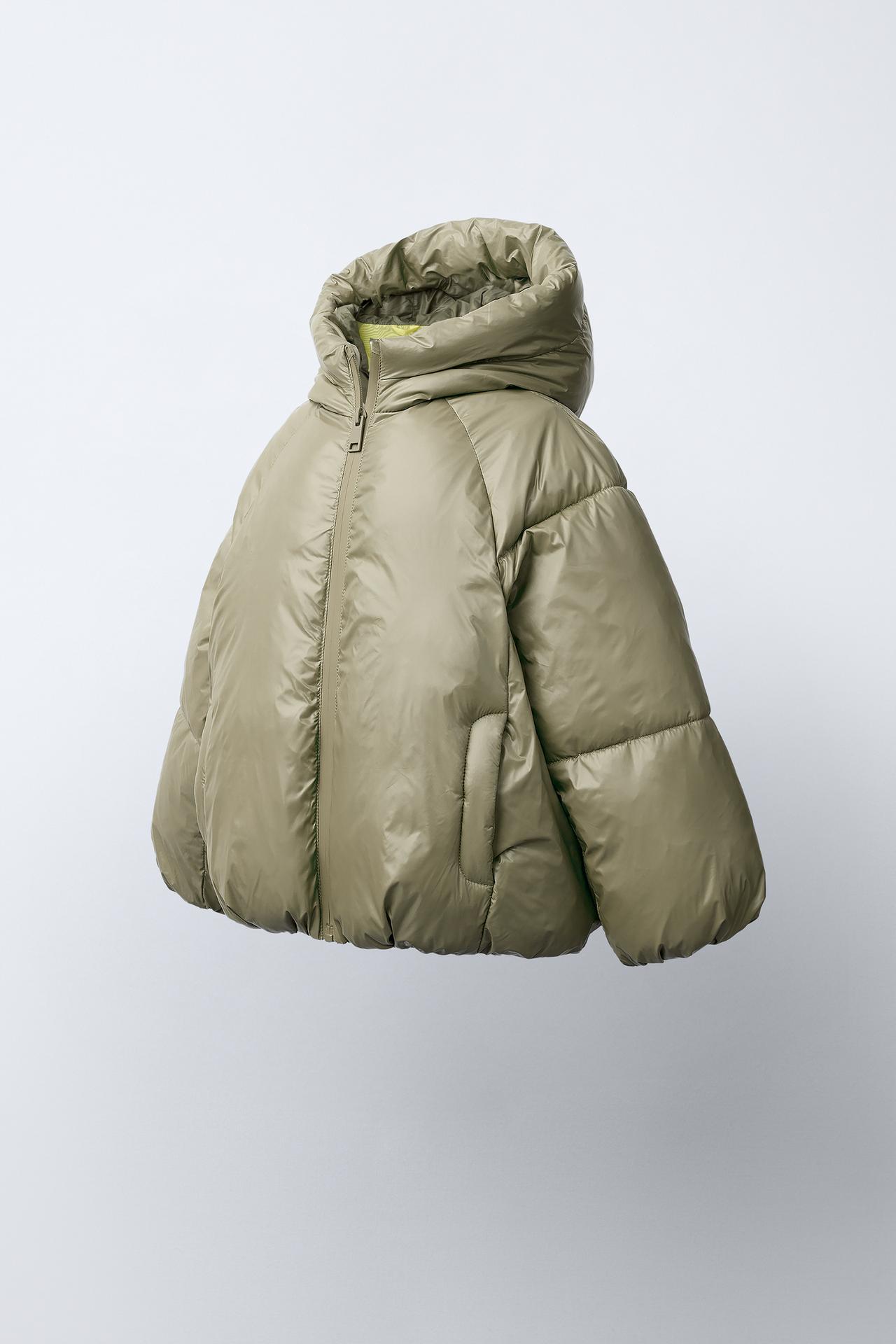 WATER-REPELLENT RUBBERIZED PUFFER COAT — Khaki
