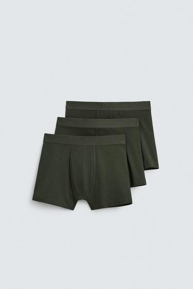 بوكسر بيزك حزمة 3 - كاكي الخاص بـ Zara