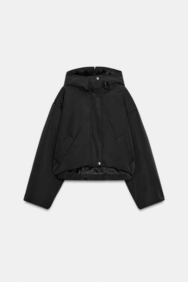 VESTE MATELASSÉE À CAPUCHE EFFET FOURRURE DÉPERLANTE COUPE-VENT - Noir de Zara - Image 9