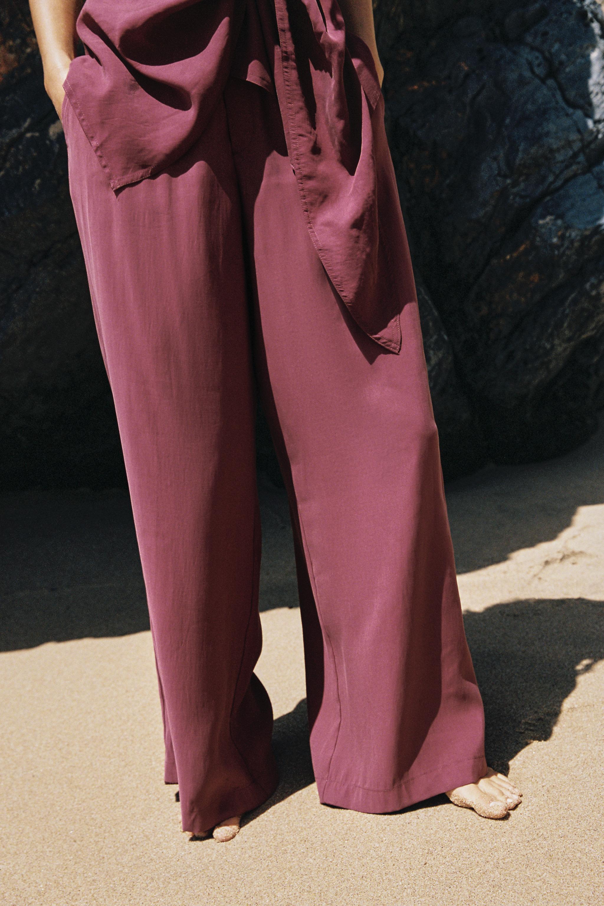 Zara Lastikli Bel Geniş Paça Pantolon görsel 3