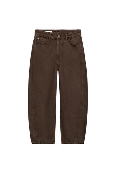JEANS TRF VOLUME CROP CINTURA MÉDIA - Marrom da Zara
