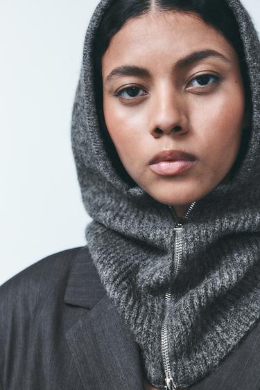 RIBBED ZIP BALACLAVA - Grey by Zara - Image 0