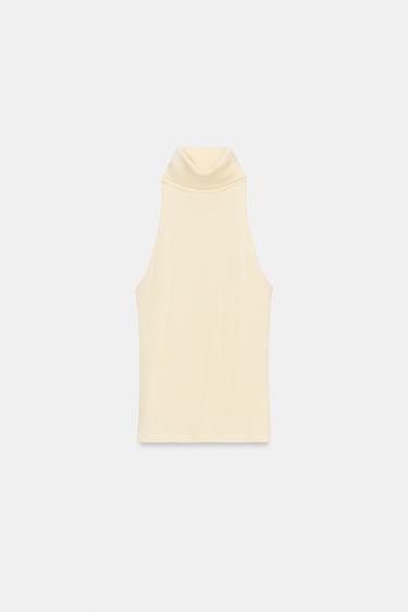 TOP CUELLO ALTO MANGA SISA - Crudo de Zara