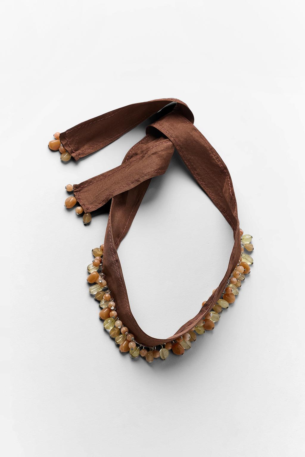 FABRIC AND STONE CHOKER NECKLACE