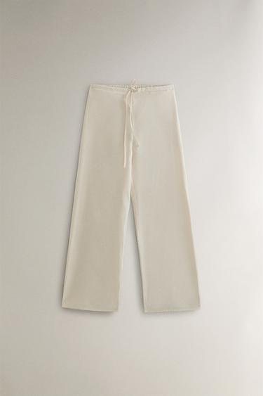 LONG FLANNEL TROUSERS - Ecru by Zara