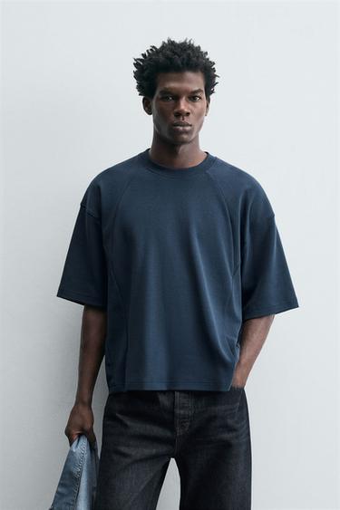 LIMITED EDITION SEAM DETAIL BOXY FIT T-SHIRT - Blue by Zara