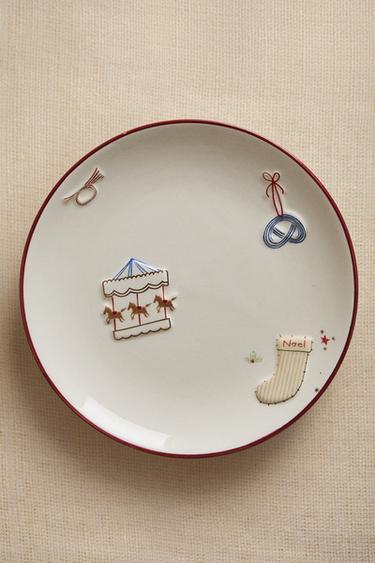 CHILDREN'S STONEWARE CHRISTMAS PLATE - Multicoloured by Zara