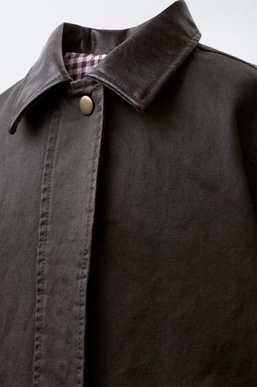 VESTE HUILÉE COL EN MATIÈRE SYNTHÉTIQUE - Marron de Zara - Image 4