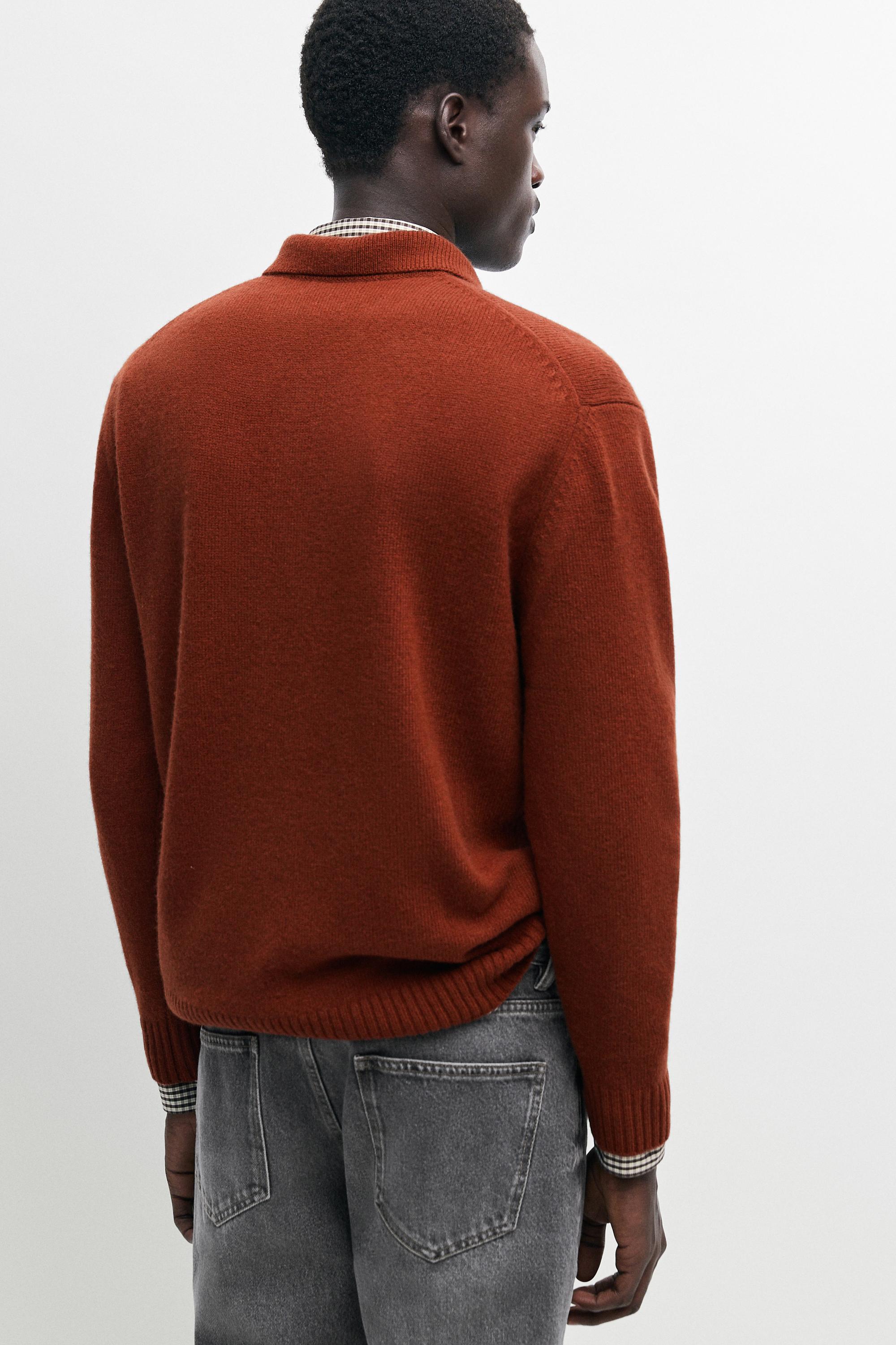 Pull polo en maille boutons mélange de laine