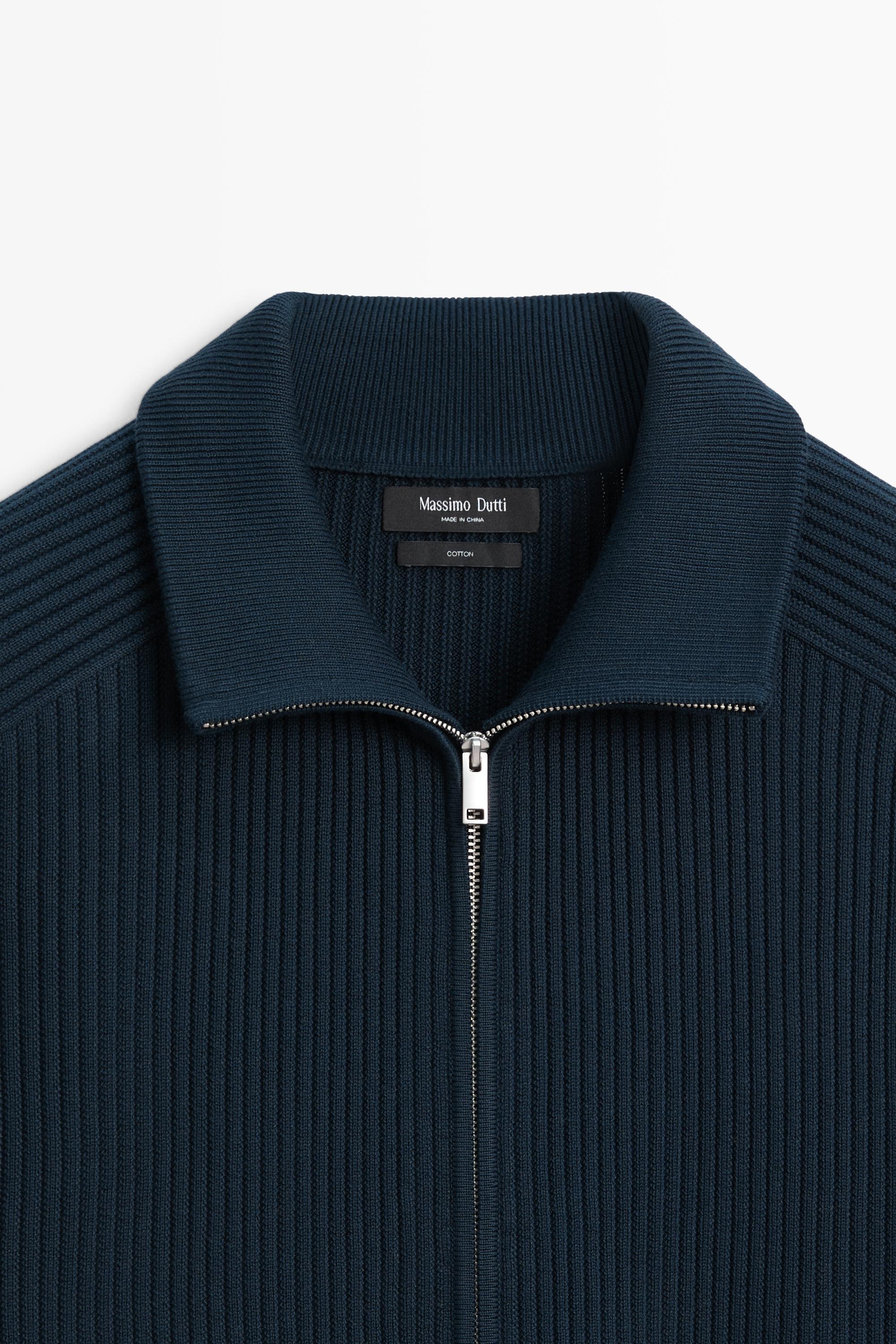 100% cotton ribbed knit cardigan