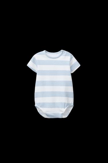 Zara STRIPED BODYSUIT - Light blue - Image 0