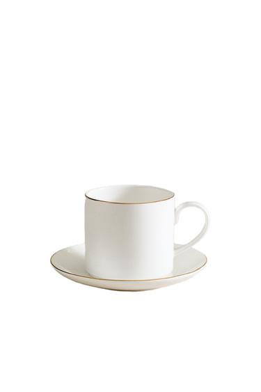 GOLD BONE CHINA COFFEE CUP AND SAUCER - Gold by Zara