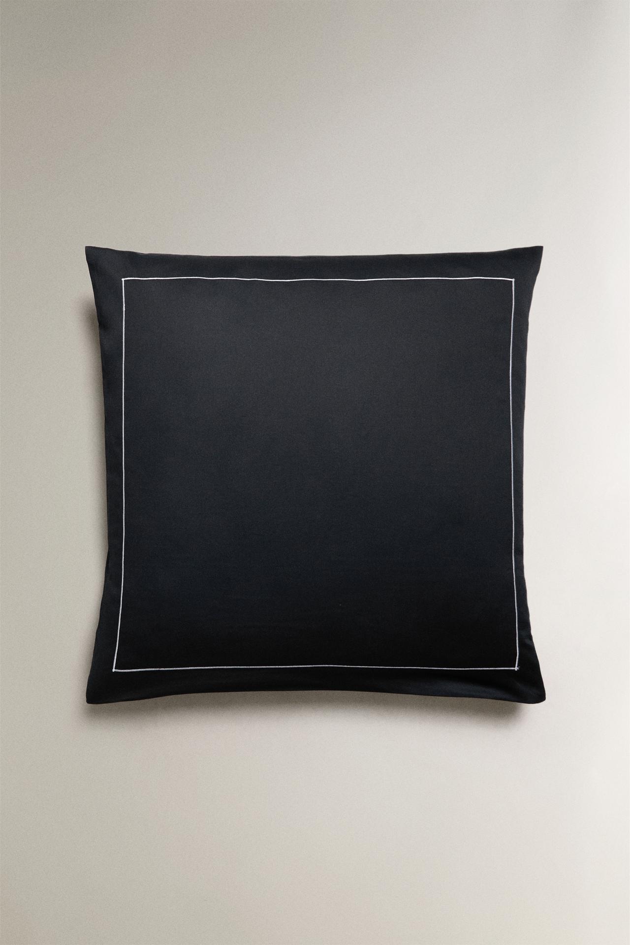 SATEEN PILLOWCASE WITH TRIM (500 THREAD COUNT) — MIDNIGHT BLUE