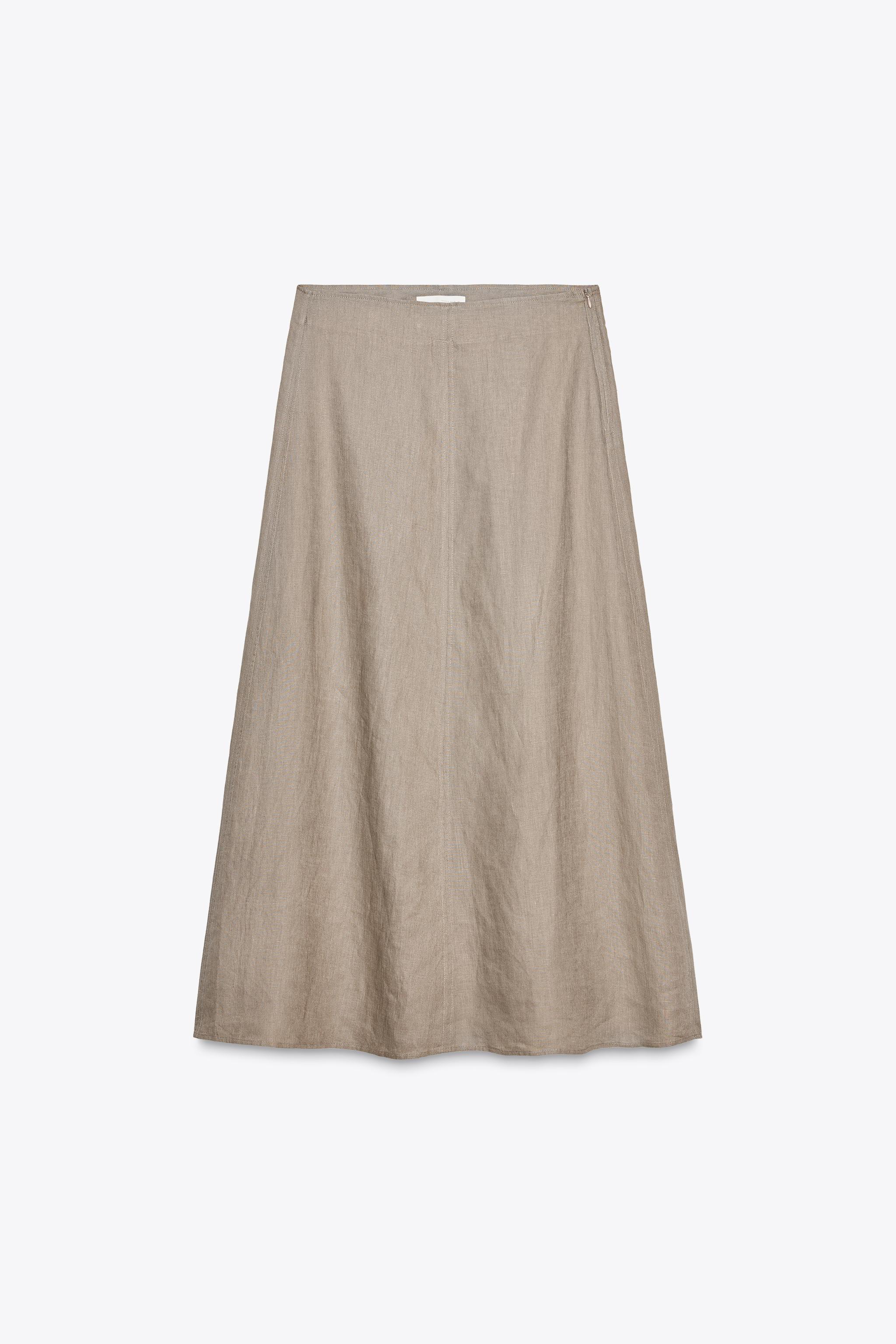 ☆ドイツ発*ZARA*新作*スリットスカートリネンブレンドドレス☆ スタイリッシュなレディースリネンスカート | ZARA 日本