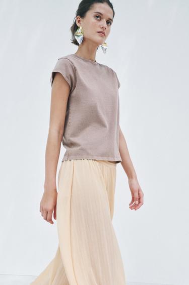 T-SHIRT HEAVY COTTON DÉLAVÉ - Marron de Zara