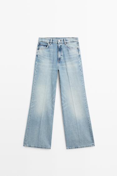 Zara High-waist palazzo jeans - Light blue - Image 0