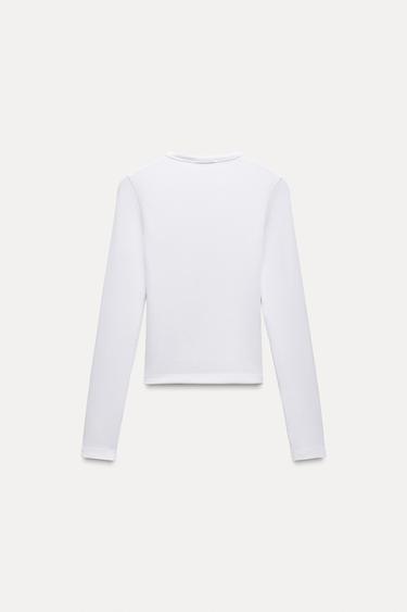 COTTON MODAL LONG SLEEVE T-SHIRT - White by Zara - Image 5