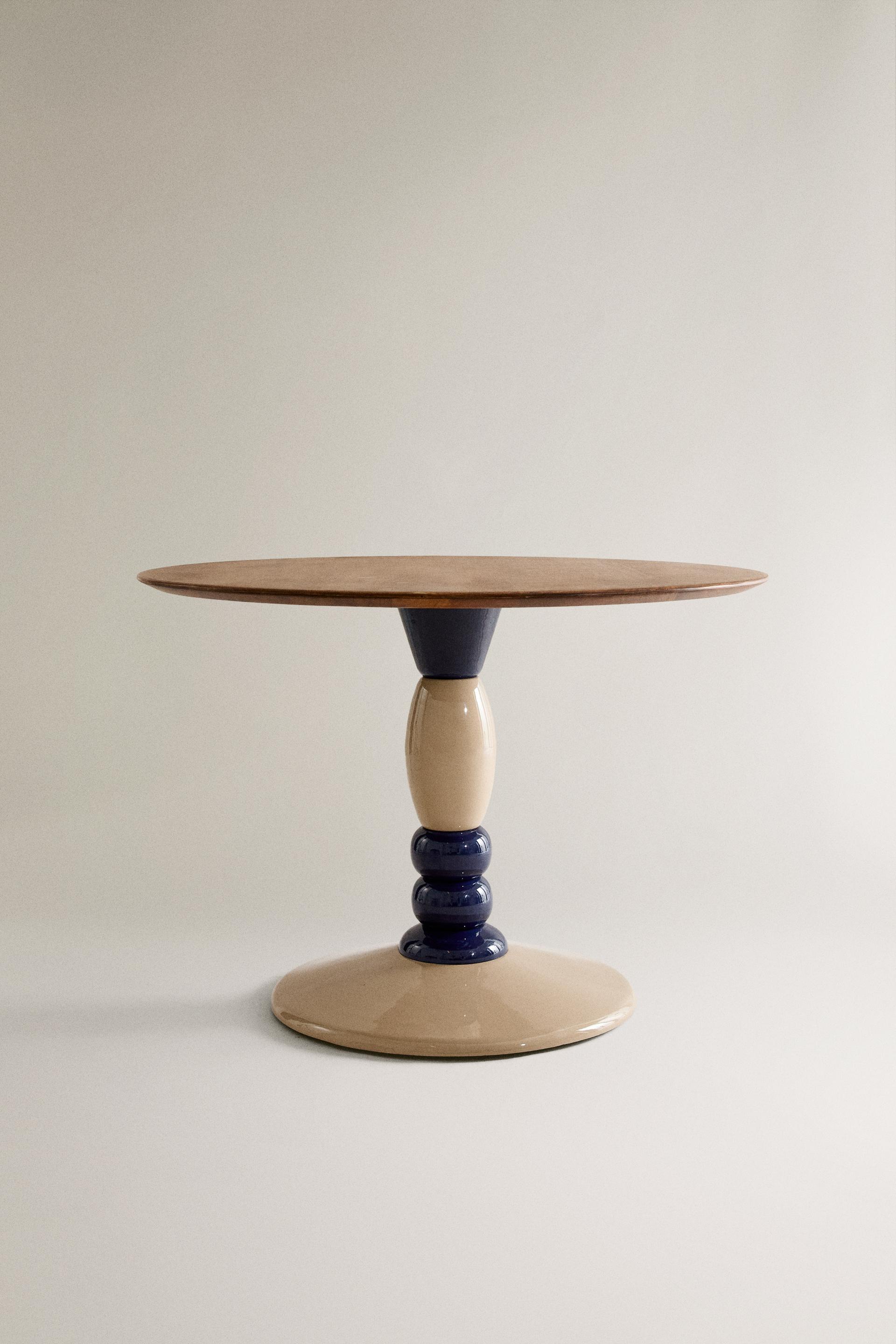 ROUND METAL WOODEN DINING TABLE - Blue grey | ZARA Turkey