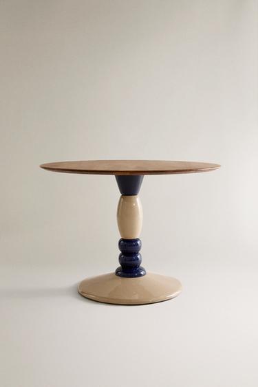 MESA DE JANTAR DE MADEIRA E METAL REDONDA - Cinza-azul da Zara - Imagem 0