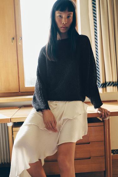 KNIT WIDE SLEEVE JUMPER - blue/black by Zara