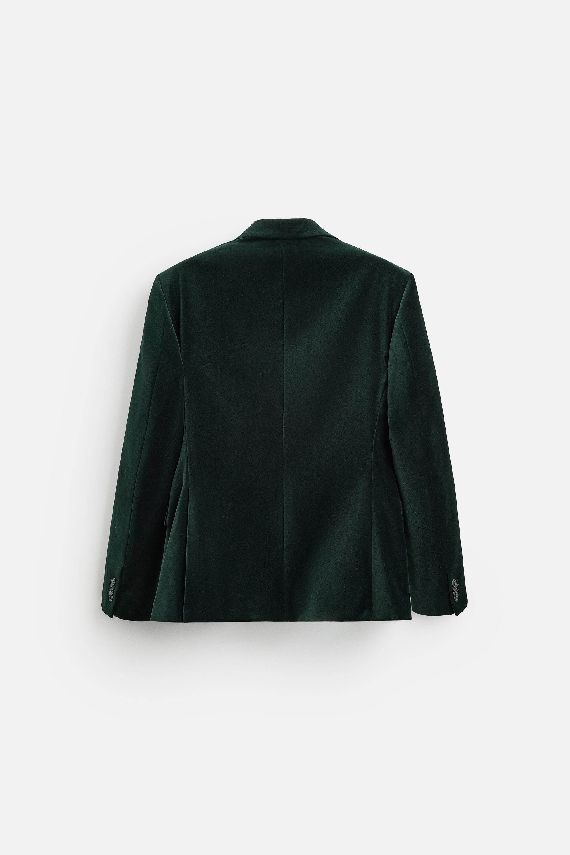 VELVET DOUBLE BREASTED BLAZER - Dark green | ZARA United States