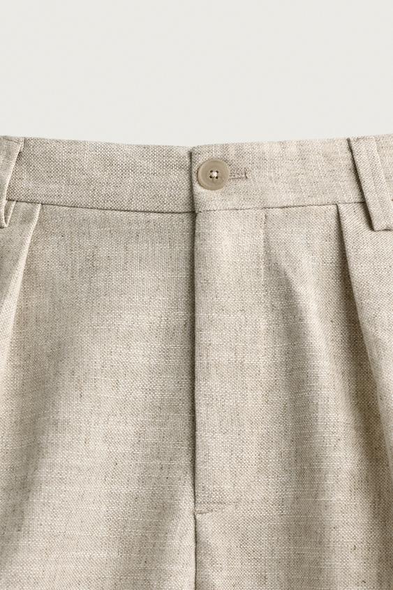 PANTALON DÉCONTRACTÉ STRUCTURE PLIS - Beige clair de Zara - Image 7