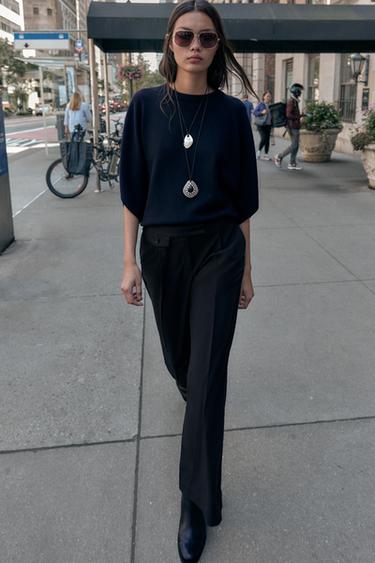PANTALONI LARGHI CON PINCES - Nero di Zara