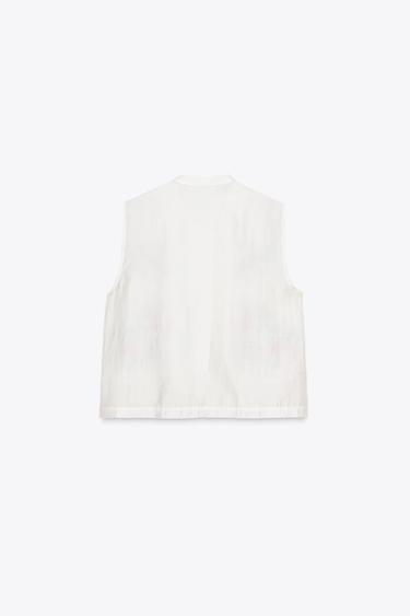 TOP FLEURS BRODÉES - Écru de Zara - Image 5