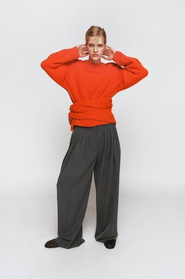 JERSEY 100% LANA HOMBRERAS - Naranja de Zara