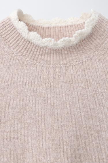 CROCHET TRIM KNIT SWEATER - Beige by Zara - Image 2