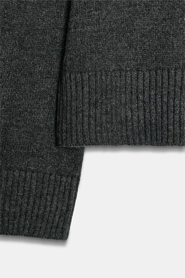 Zara RIB TRIM KNIT JUMPER - Anthracite grey