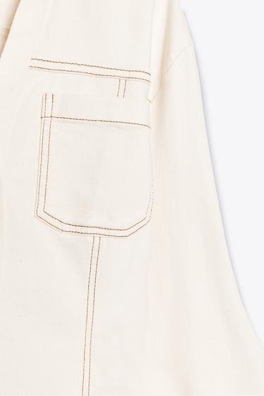 CHEMISE AJUSTÉE EN JEAN - Écru de Zara - Image 8