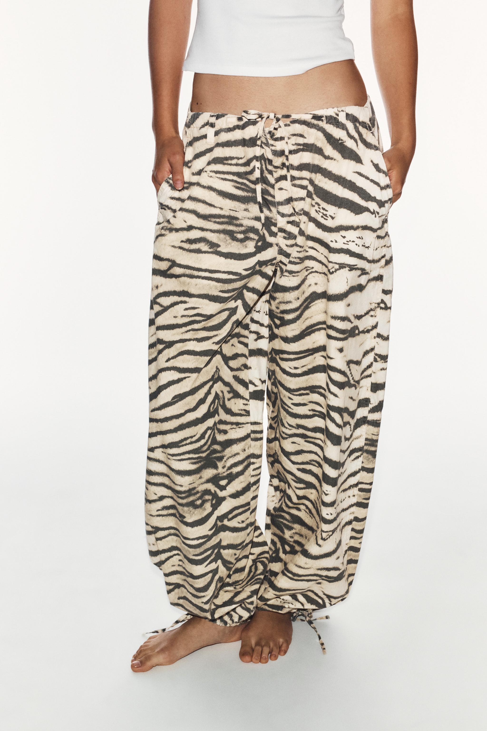 PANTALON LARGE À CORDONS IMPRIMÉ ANIMAL