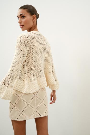 CROCHET PATCHWORK SKIRT - Ecru by Zara - Image 5