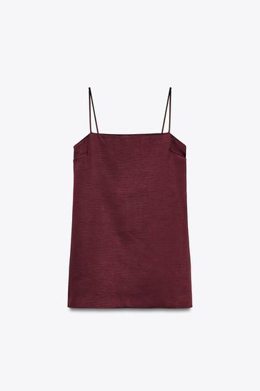 VESTIDO SATÉN PESADO ZW COLLECTION - Burgundy de Zara - Imagen 0