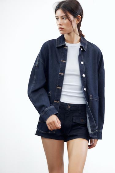 OVERSIZED TRF DENIM OVERSHIRT - Donker indigo van Zara