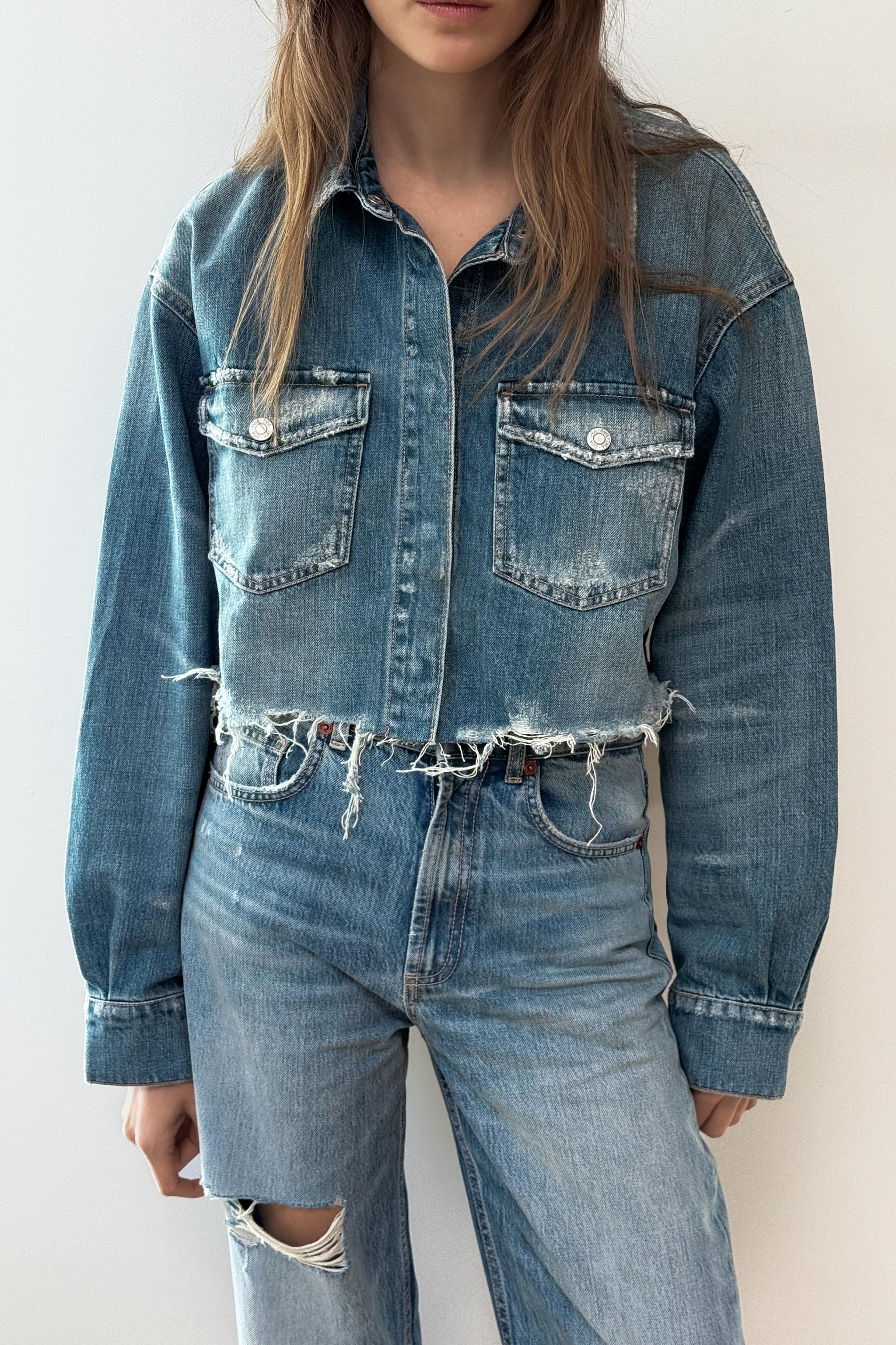 SURCHEMISE CROP DENIM TRF