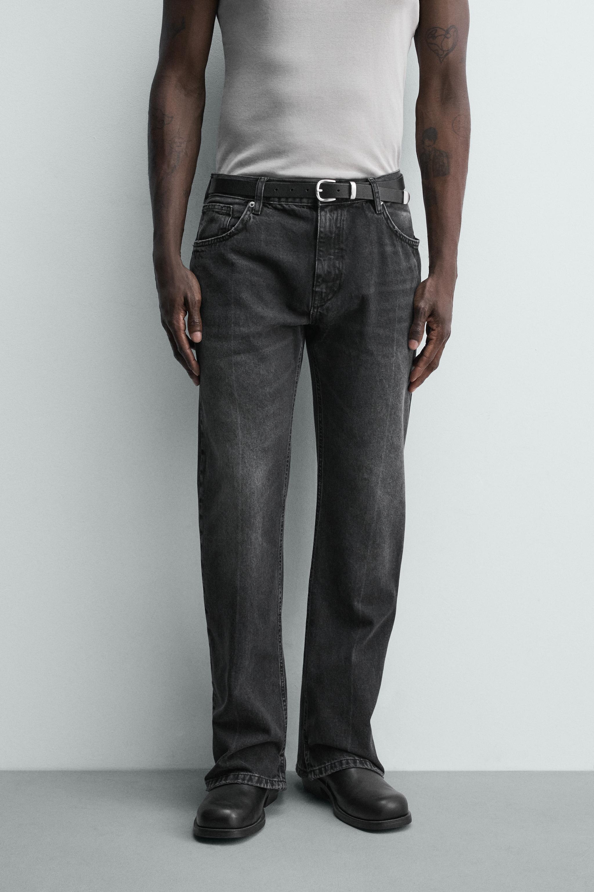 FLARE FIT JEANS WITH SPLIT HEM — Charcoal (alternate view)