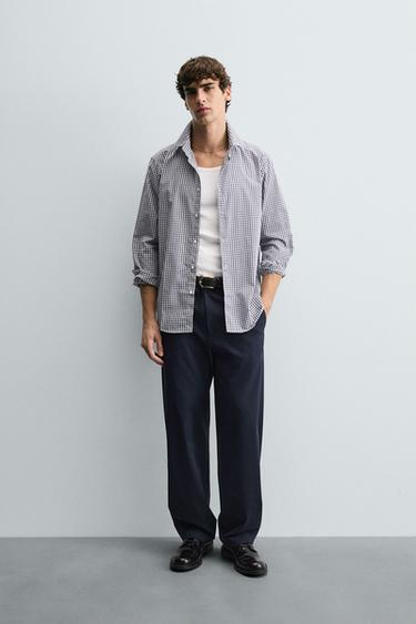 CAMISA REGULAR FIT CUADROS - Blanco de Zara - Imagen 0