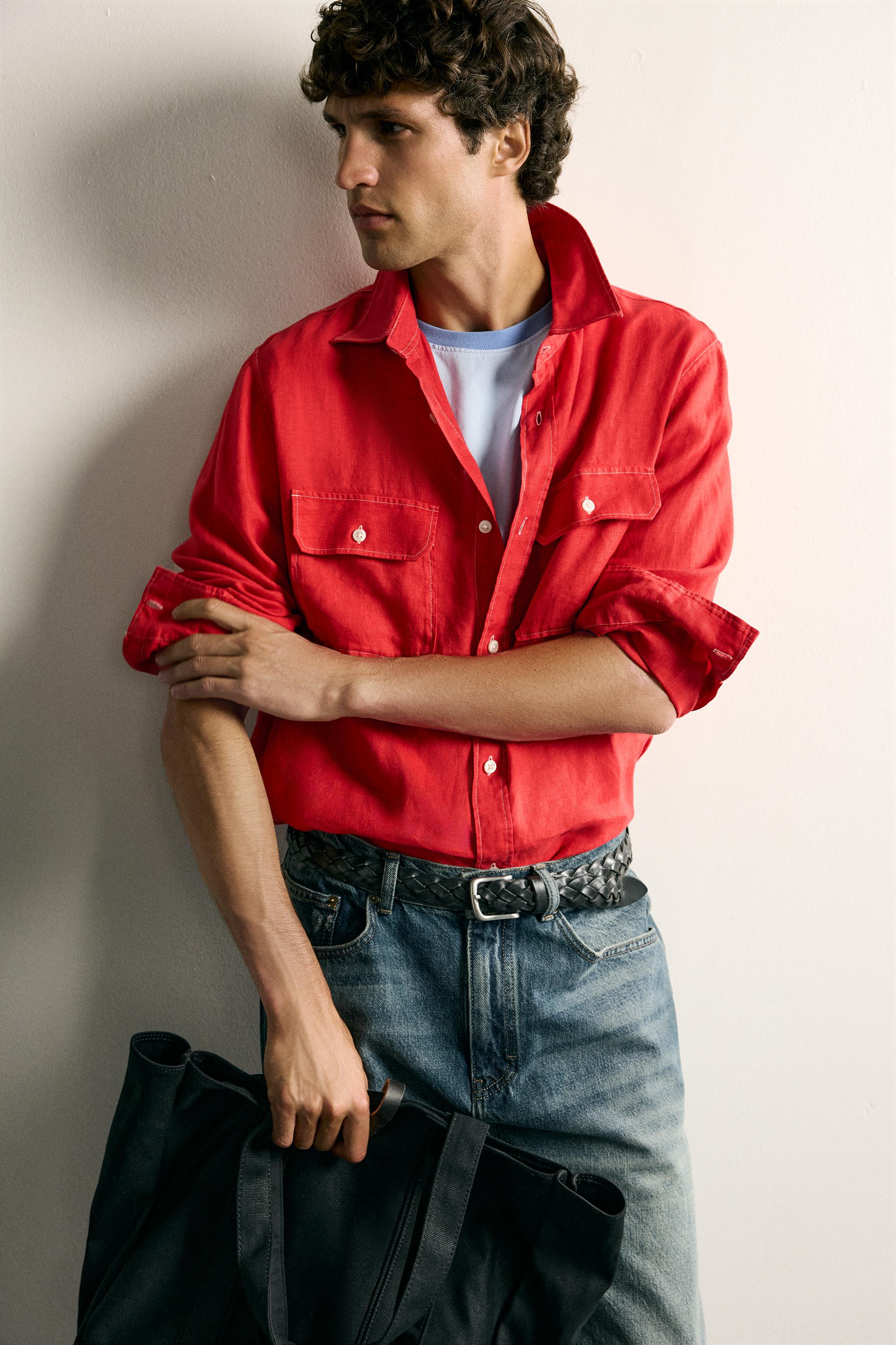 100% LINEN REGULAR FIT OVERSHIRT