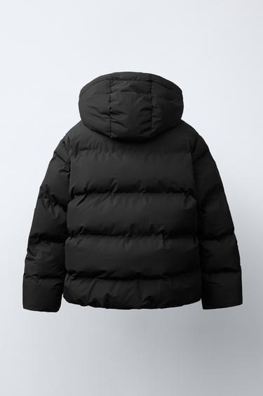 WATER-REPELLENT LABEL PADDED COAT - Black by Zara