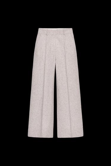 STRUCTURED WIDE LEG TROUSERS ZW COLLECTION - Beige by Zara - Image 0